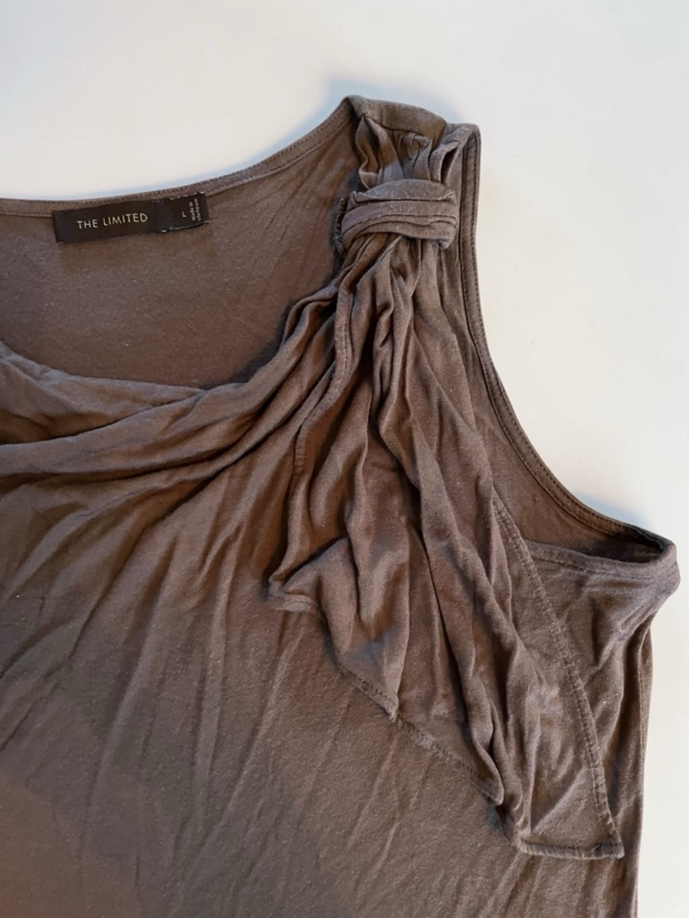 The Limited Brown One-Shoulder Knot Tank Womens Size Large 100% Modal - Picture 3 of 7